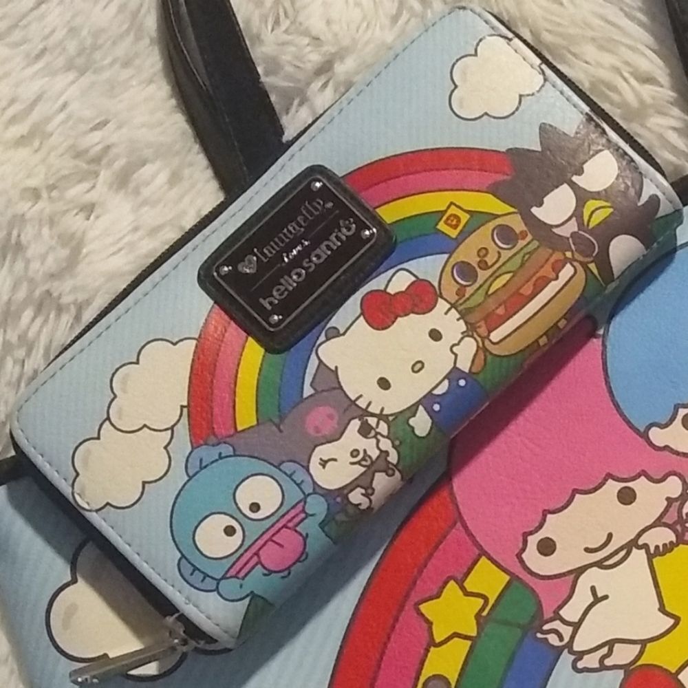Loungefly Hello Sanrio Characters Rainbow Tote Bag and Wallet - Picture 7 of 15